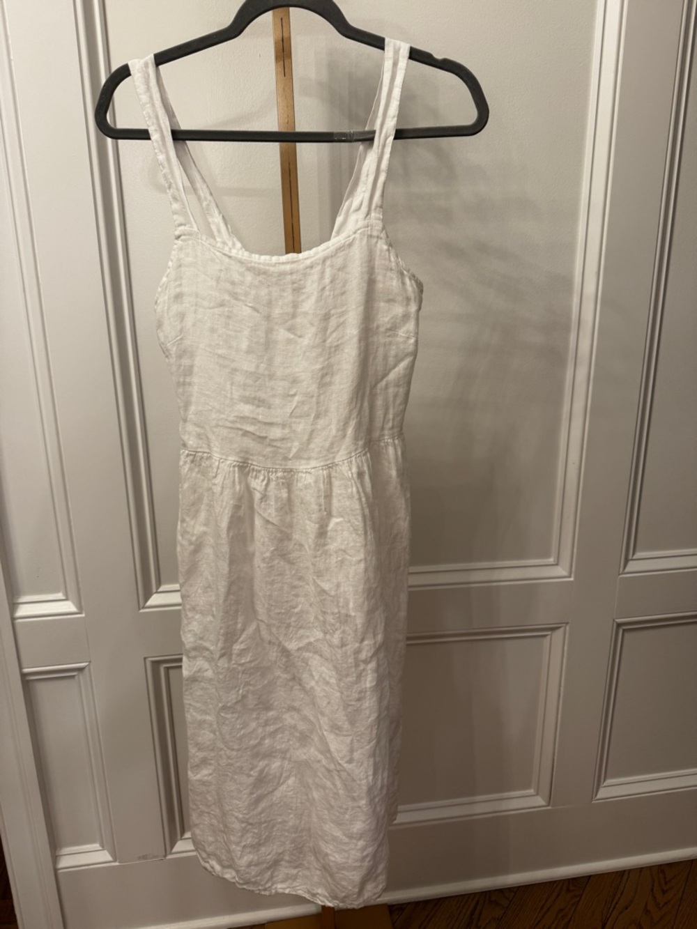 Firenze in Maglia White Textured 100 lined dress button strap med summer midi